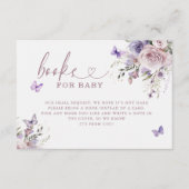 紫色の蝶の赤ちゃんシャワー本ベビー エンクロージャーカード (正面)