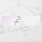 紫色の蝶の赤ちゃんシャワー水ボトルラベル ペットボトルラベル (シングルラベル)