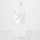 紫色の蝶の赤ちゃんシャワー水ボトルラベル ペットボトルラベル (正面)