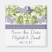 紫色の蝶は日付磁石を保存 マグネット (正面)