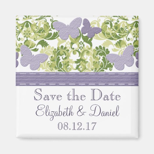 紫色の蝶は日付磁石を保存 マグネット (正面)