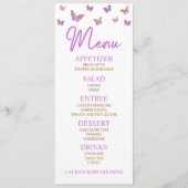 紫色の蝶をテーマにした赤ちゃんシャワー食品 メニュー (正面)