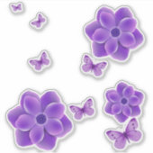 紫色の蝶セダム花カスタム咲きビニール シール (正面)