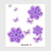 紫色の蝶セダム花カスタム咲きビニール シール (シート)