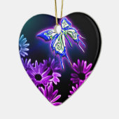 紫色の蝶デイジー セラミックオーナメント (左)
