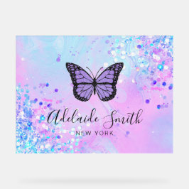 紫色の蝶デザイン アクリルサイン