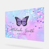 紫色の蝶デザイン アクリルサイン (傾斜)