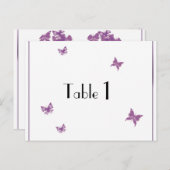 紫色の蝶ハート結婚のテーブル番号 ポストカード (正面/裏面)