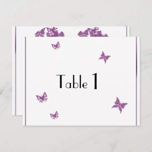 紫色の蝶ハート結婚のテーブル番号 ポストカード (正面/裏面)