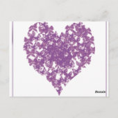 紫色の蝶ハート結婚のテーブル番号 ポストカード (裏面)