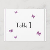 紫色の蝶ハート結婚のテーブル番号 ポストカード (正面)