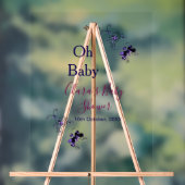 紫色の蝶ピンクの赤ちゃんシャワーああベビー モダン アクリルサイン (ニュートラル)