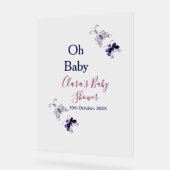 紫色の蝶ピンクの赤ちゃんシャワーああベビー モダン アクリルサイン (傾斜)