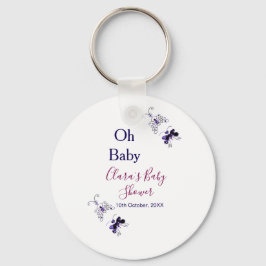 紫色の蝶ピンクの赤ちゃんシャワーああベビー モダン キーホルダー