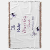 紫色の蝶ピンクの赤ちゃんシャワーああベビー モダン スローブランケット (正面縦)