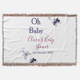 紫色の蝶ピンクの赤ちゃんシャワーああベビー モダン スローブランケット