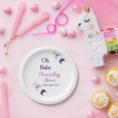 紫色の蝶ピンクの赤ちゃんシャワーああベビー モダン ペーパープレート (パーティー)