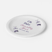 紫色の蝶ピンクの赤ちゃんシャワーああベビー モダン ペーパープレート (アングル)