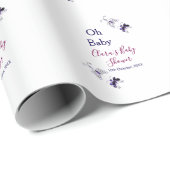 紫色の蝶ピンクの赤ちゃんシャワーああベビー モダン ラッピングペーパー (ロールコーナー)