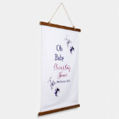 紫色の蝶ピンクの赤ちゃんシャワーああベビー モダン 吊り下げ型タペストリー (傾斜あり)