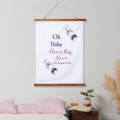 紫色の蝶ピンクの赤ちゃんシャワーああベビー モダン 吊り下げ型タペストリー (寝室)