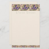 紫色の蝶フローラとハーブ文房具 便箋 (正面/裏面)