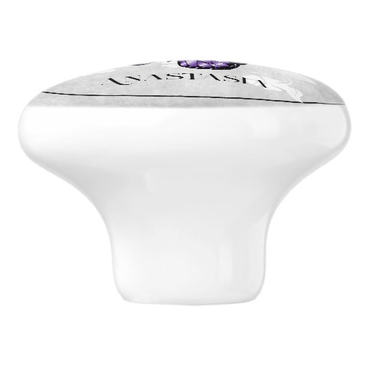 紫色の蝶フローラパーソナライズされたセラミックノブ セラミックノブ (側面)