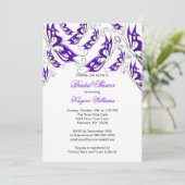紫色の蝶ブライダルシャワーの招待状 招待状 (スタンド正面)