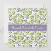 紫色の蝶ブライダルシャワー招待状の招待 招待状 (裏面)