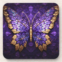 紫色の蝶プラスチックのコースター