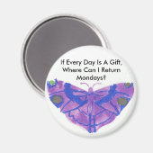 紫色の蝶ユーモアのある冷蔵庫用マグネット マグネット (正面/裏面)