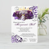 紫色の蝶仮面舞踏会のマスクの衣裳ハロウィン 招待状 (スタンド正面)