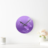 紫色の蝶動物美しい愛運命 ラウンド壁時計 (ホーム)