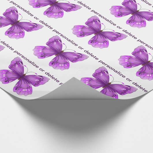紫色の蝶包装紙を個人化して下さい ラッピングペーパー (角)