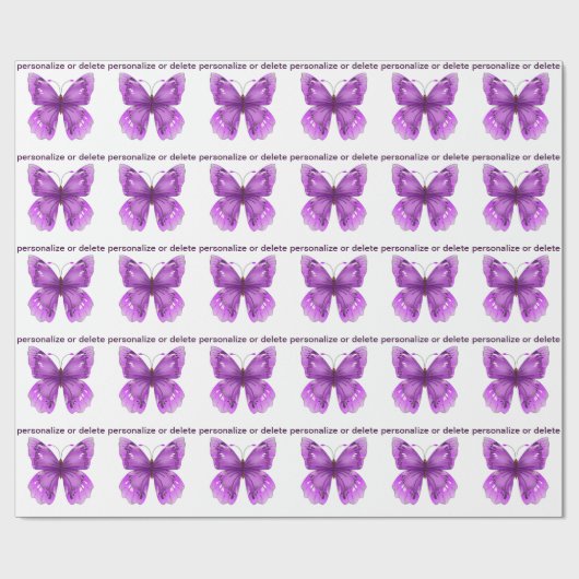 紫色の蝶包装紙を個人化して下さい ラッピングペーパー (フラット)