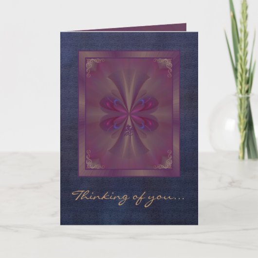 紫色の蝶抽象美術 カード (正面)
