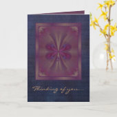 紫色の蝶抽象美術 カード (黄色い花)