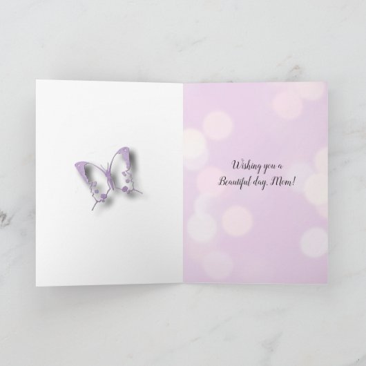 紫色の蝶母娘の写真の母の日 カード (内部)