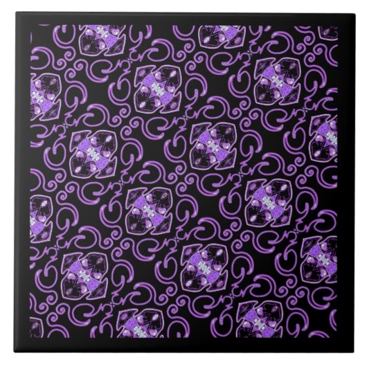 紫色の蝶31セラミックタイル タイル (正面)