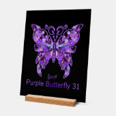 紫色の蝶31 アクリルサイン (傾斜)