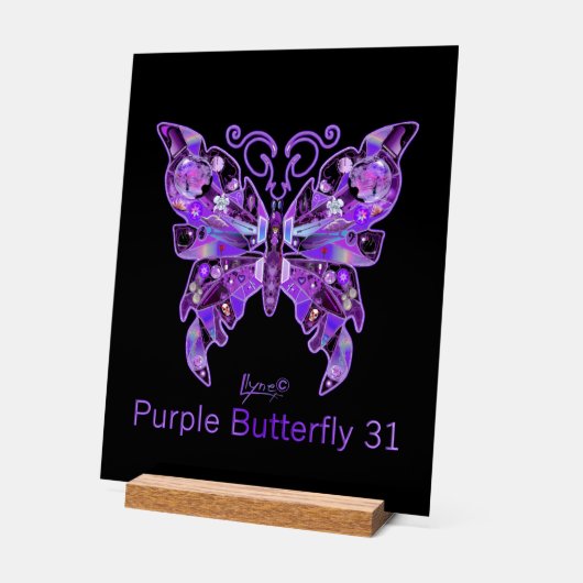 紫色の蝶31 アクリルサイン (傾斜)