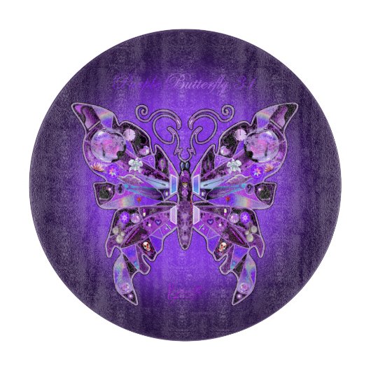 紫色の蝶31 カッティングボード (正面)