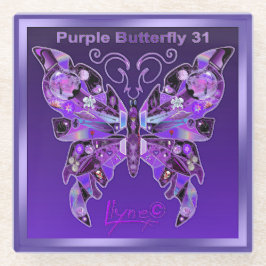 紫色の蝶31 ガラスコースター
