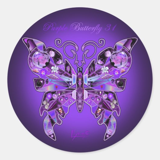 紫色の蝶31 ラウンドシール (正面)