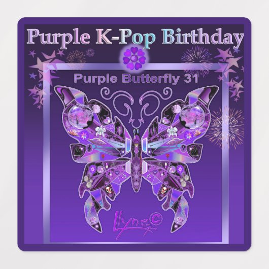 紫色の蝶31 ラベル (デザイン1)