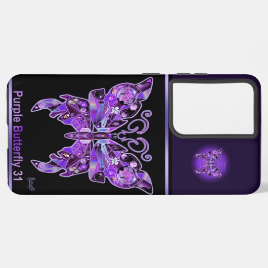 紫色の蝶31 SAMSUNG GALAXYケース (左側面)