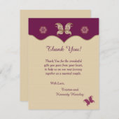 紫色の蝶4x5フラット結婚サンキューカード サンキューカード (正面/裏面)