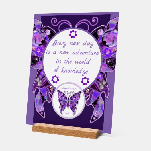 紫色の蝶 アクリルサイン (傾斜)