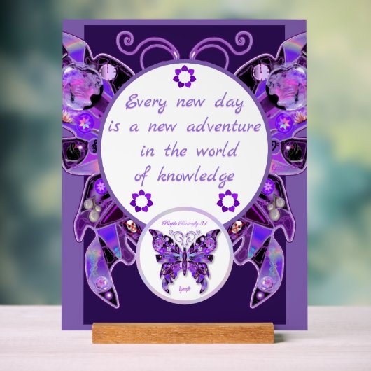 紫色の蝶 アクリルサイン (ニュートラル)