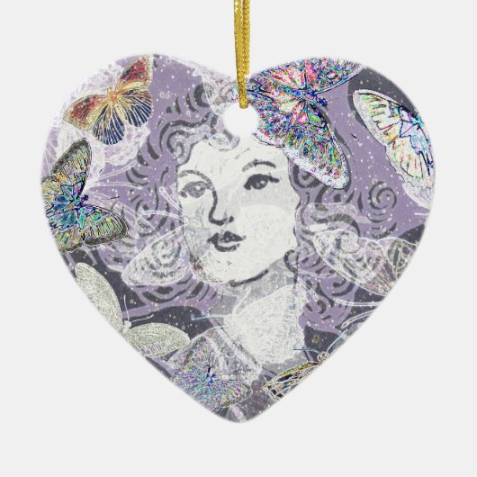 紫色の蝶 セラミックオーナメント (正面)